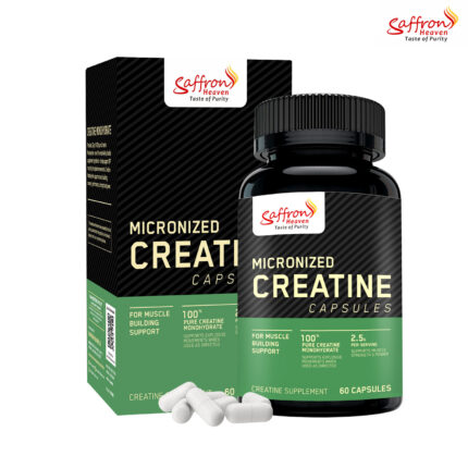 Creatine Capsules – 60 Count | Convenient Daily Creatine Support | Saffron Heaven