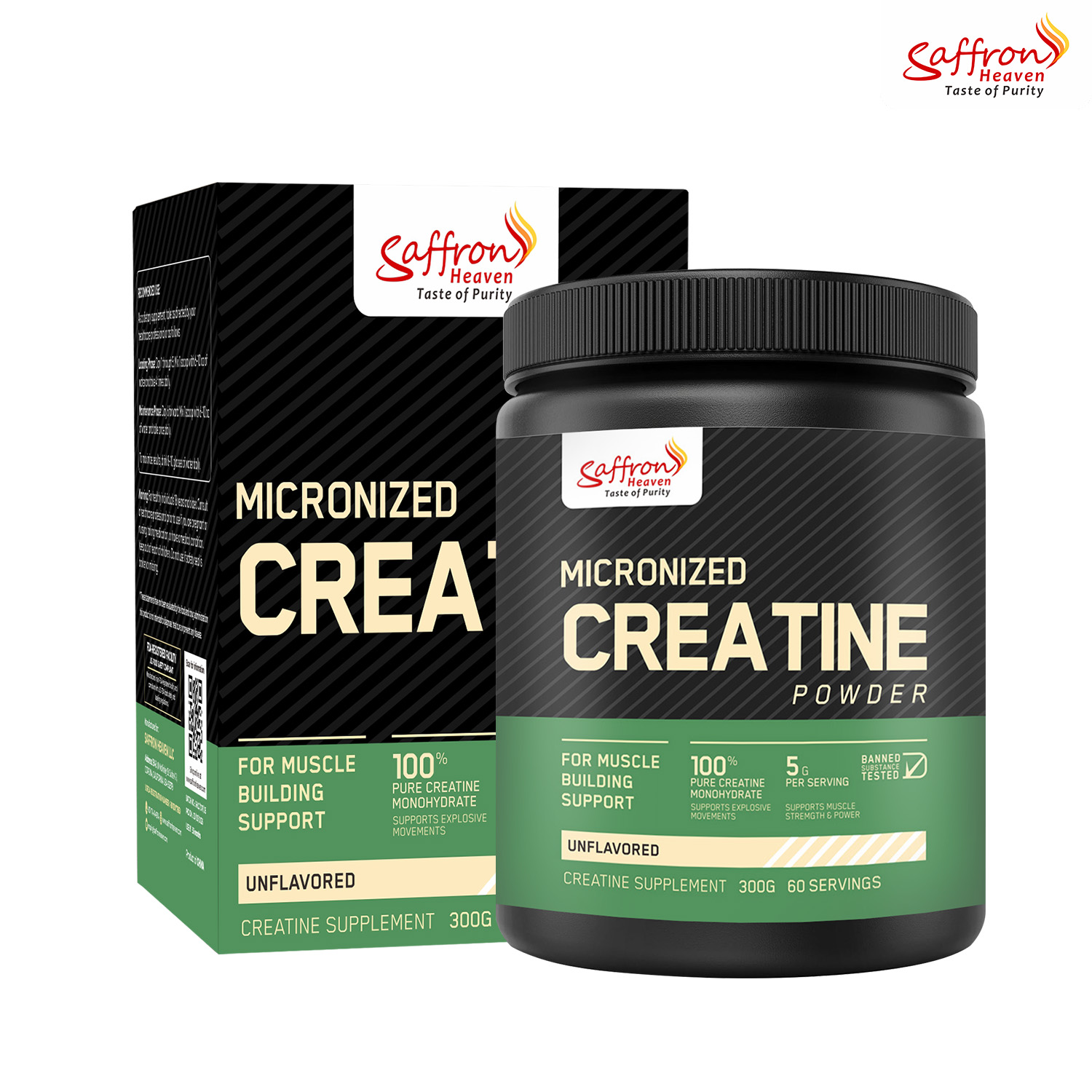 1_0005_主图1 Creatine Monohydrate Powder – 300g | Fitness & Workout Support | Saffron Heaven - Image 1